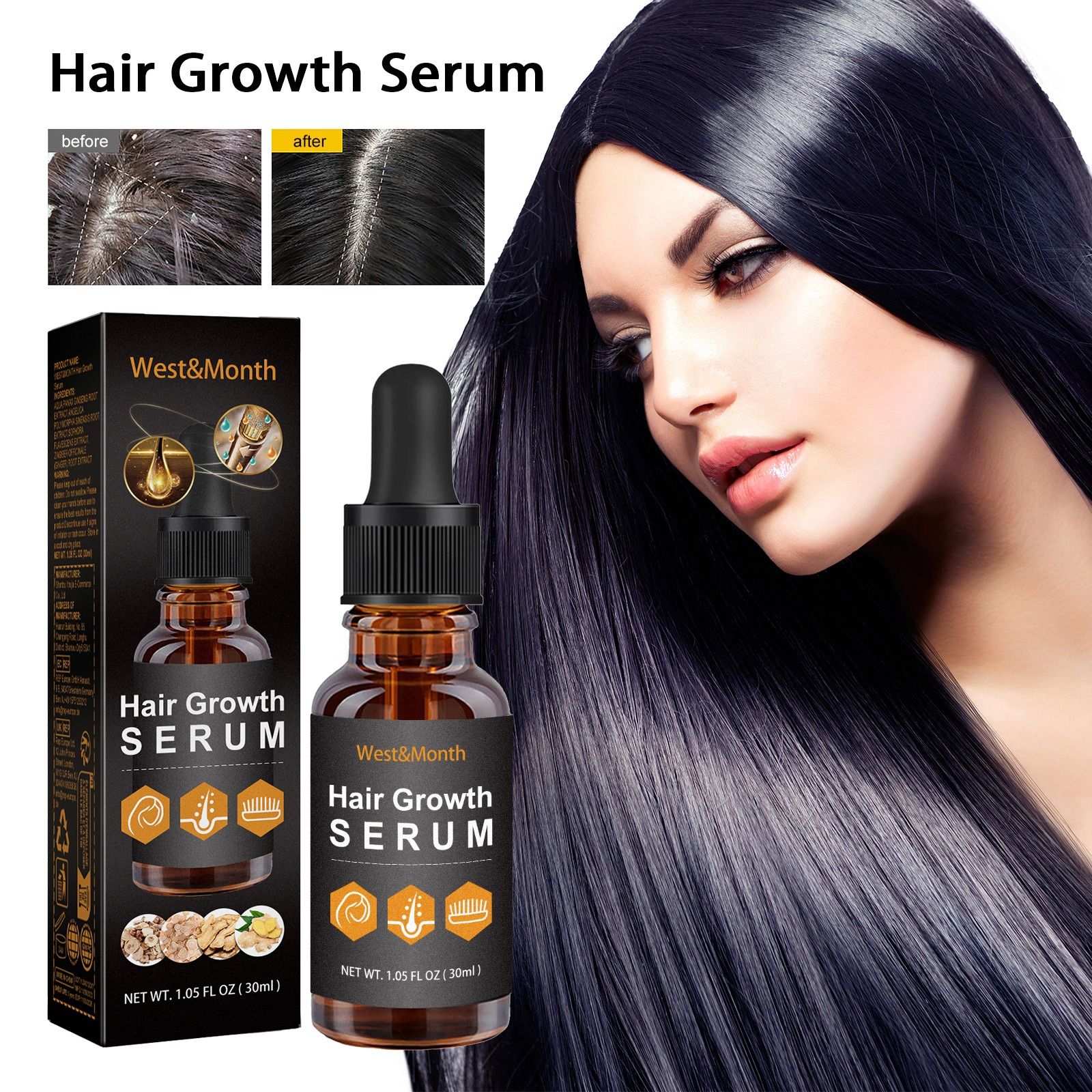 West Month hair nursing essential oil moisturizing nourish soft and smooth hair gloss nursing hair care Essential oil liquid