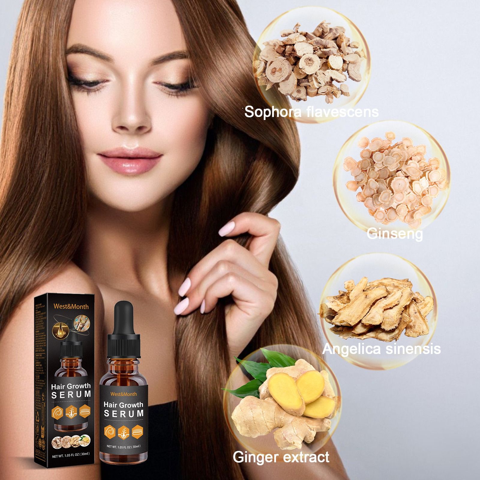 West Month hair nursing essential oil moisturizing nourish soft and smooth hair gloss nursing hair care Essential oil liquid