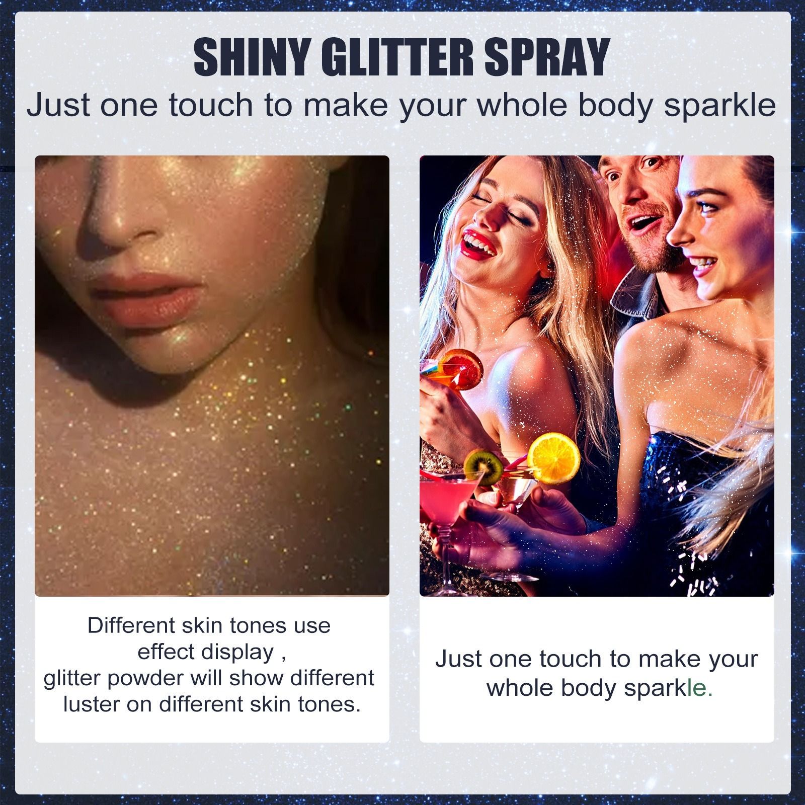 EELHOE flash spray nightclub party skin brighten glitter clothing highlight Halloween Brighten up the makeup look