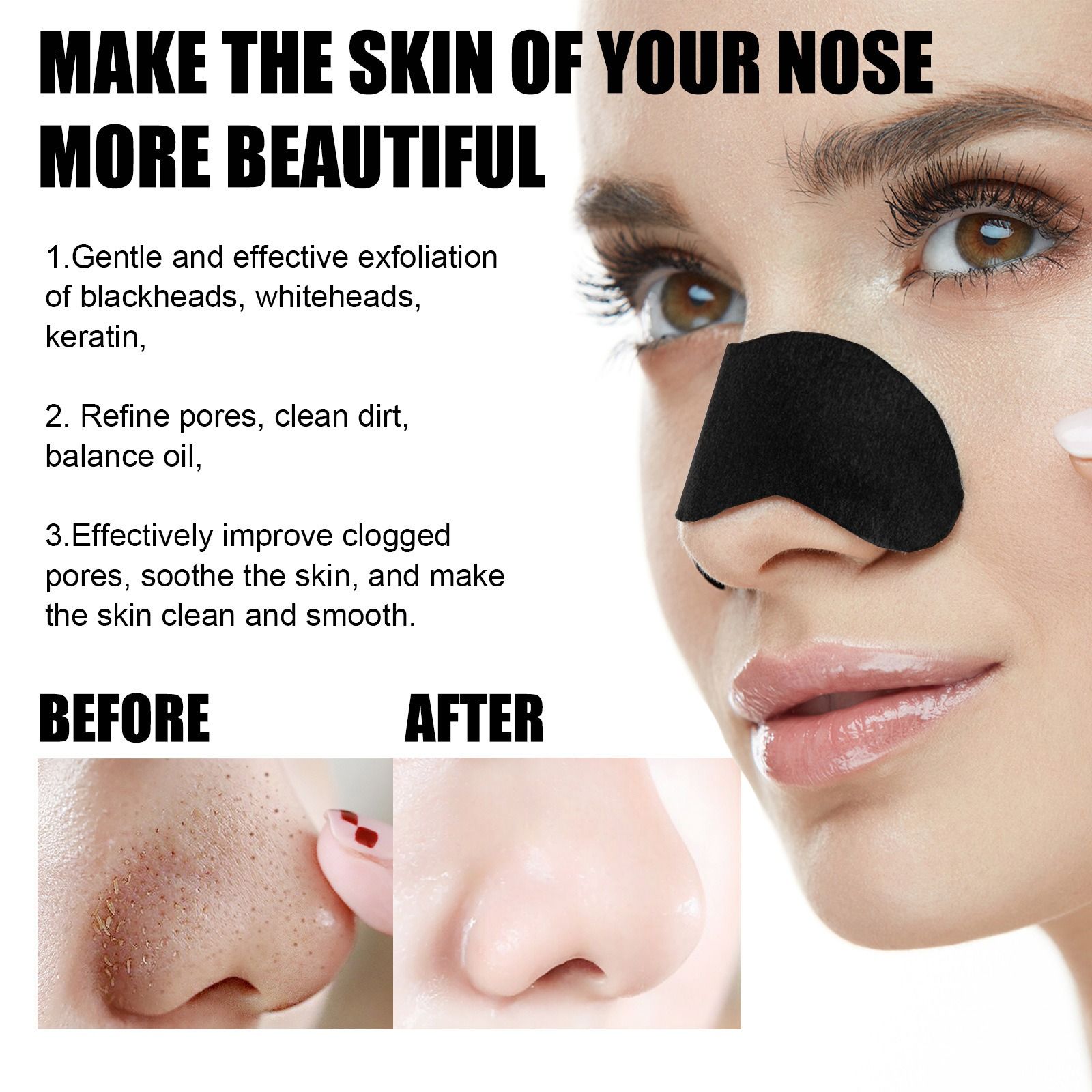 EELHOE nose strip bamboo charcoal remove blackheads Eliminate acne clean pore adsorption grease dirt nose film nose strip