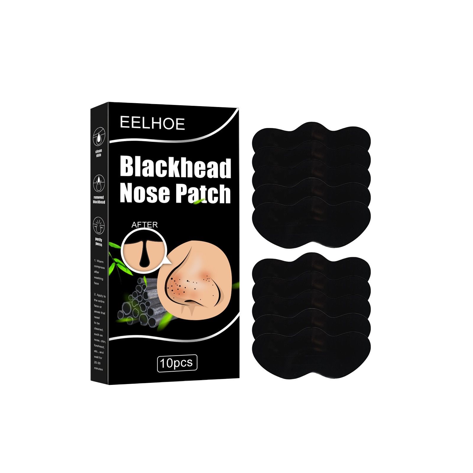 EELHOE nose strip bamboo charcoal remove blackheads Eliminate acne clean pore adsorption grease dirt nose film nose strip