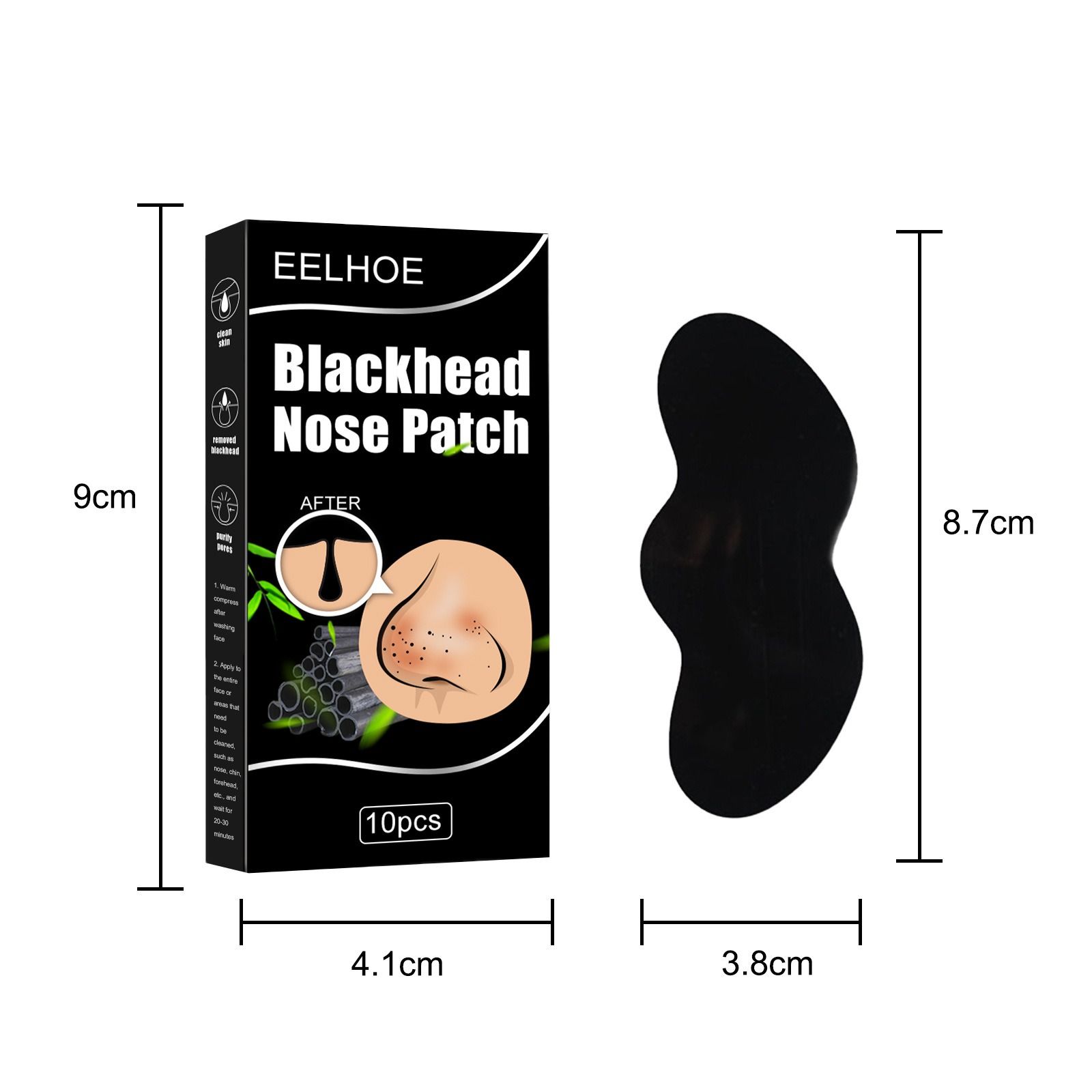 EELHOE nose strip bamboo charcoal remove blackheads Eliminate acne clean pore adsorption grease dirt nose film nose strip