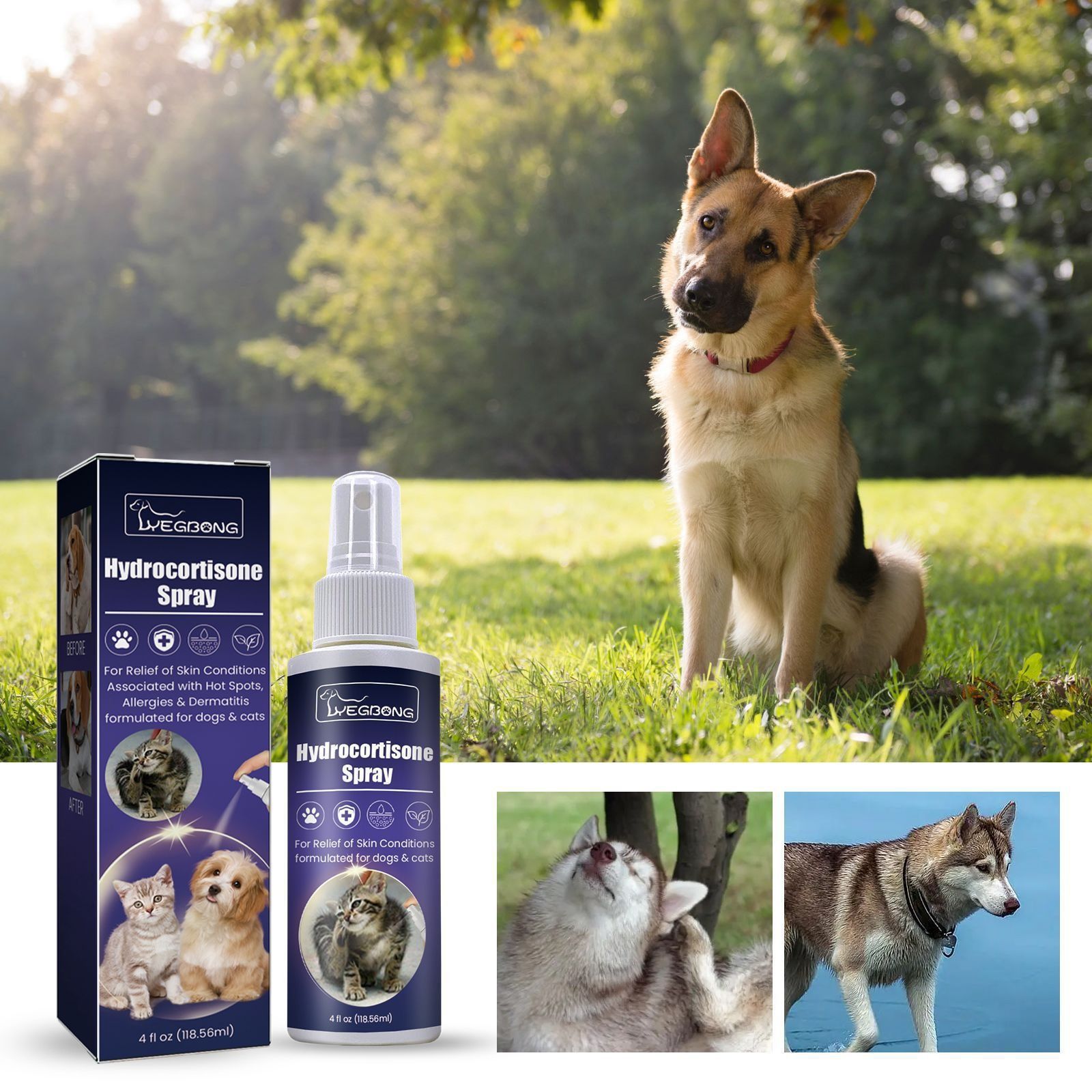 Yegbong pet nursing spray Go mite free dust mite removal deworming clean soothing skin fur cats and dogs General