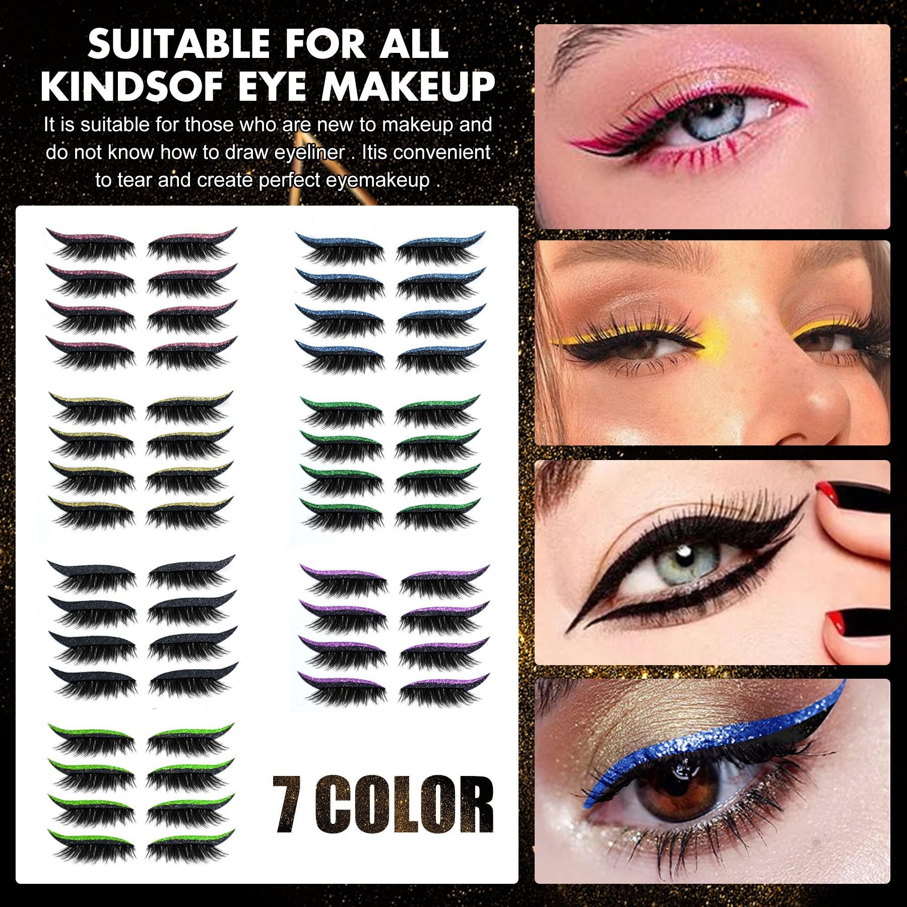 new model Europe and America glitter self-adhesive eyeliner Eye shadow patch double eyelid false eyelashes waterproof party Eye makeup sticker