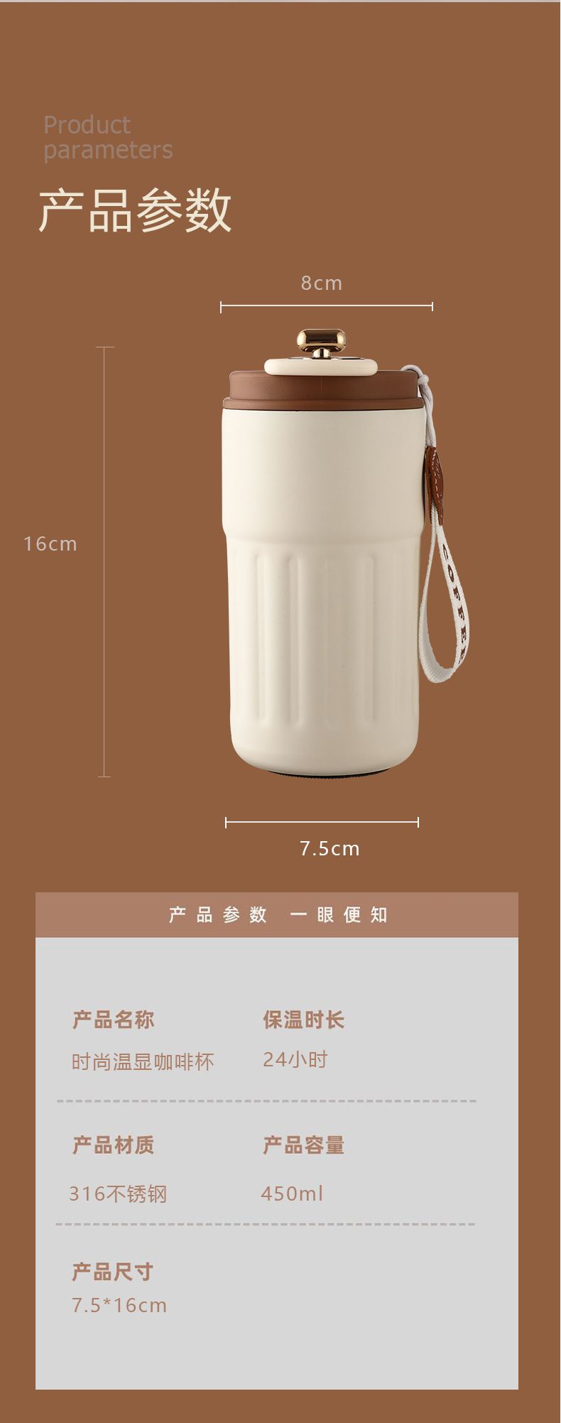 Smart coffee mug 316 stainless steel High-quality car vacuum thickened thermos mug Port travel student water bottle
