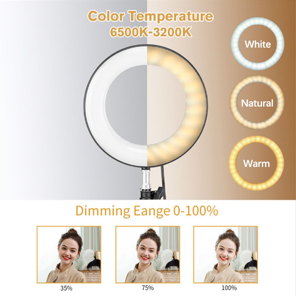 2M 10 inch Ring Light with Stand Tripod Live Broadcast Stand Liftable LED Lights Phone Holder for Selfie Make up Video Webcaster