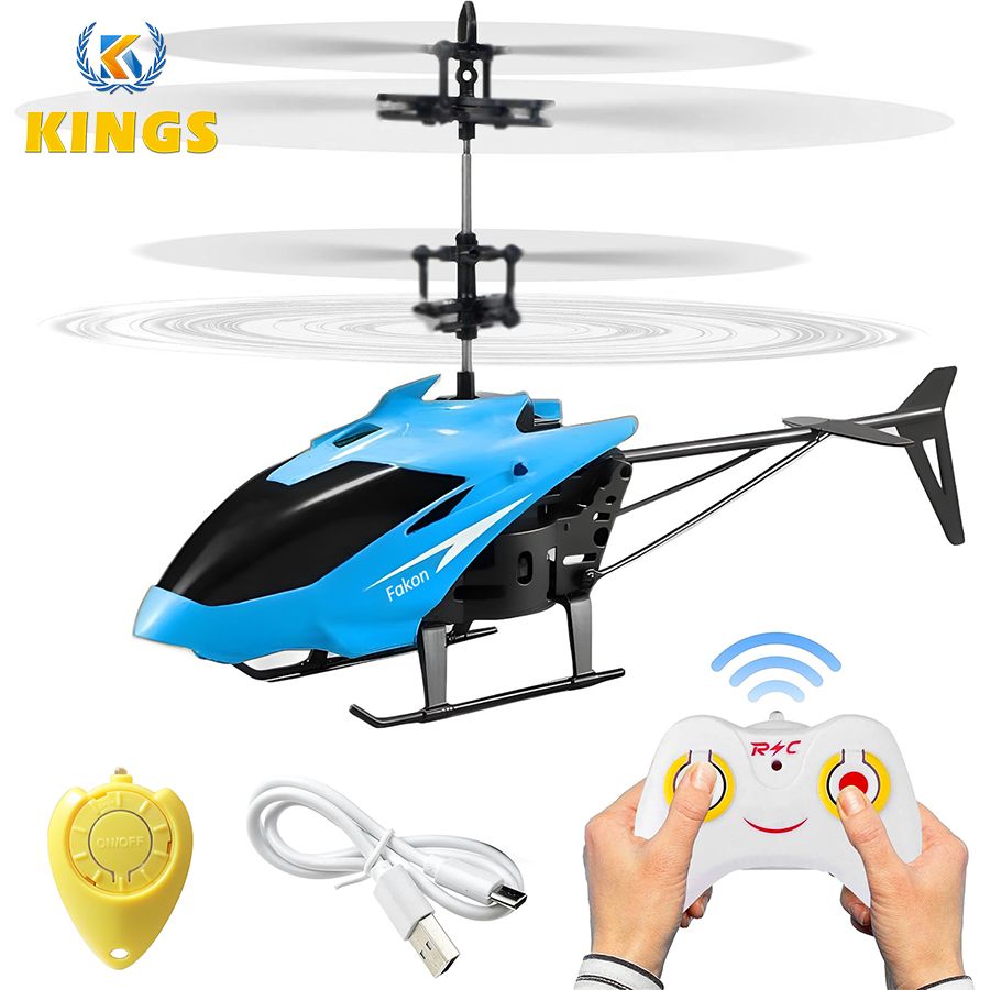 Infrared Induction Remote Control Toy Gyro Helicopter Rc Drone Model Plane Blue