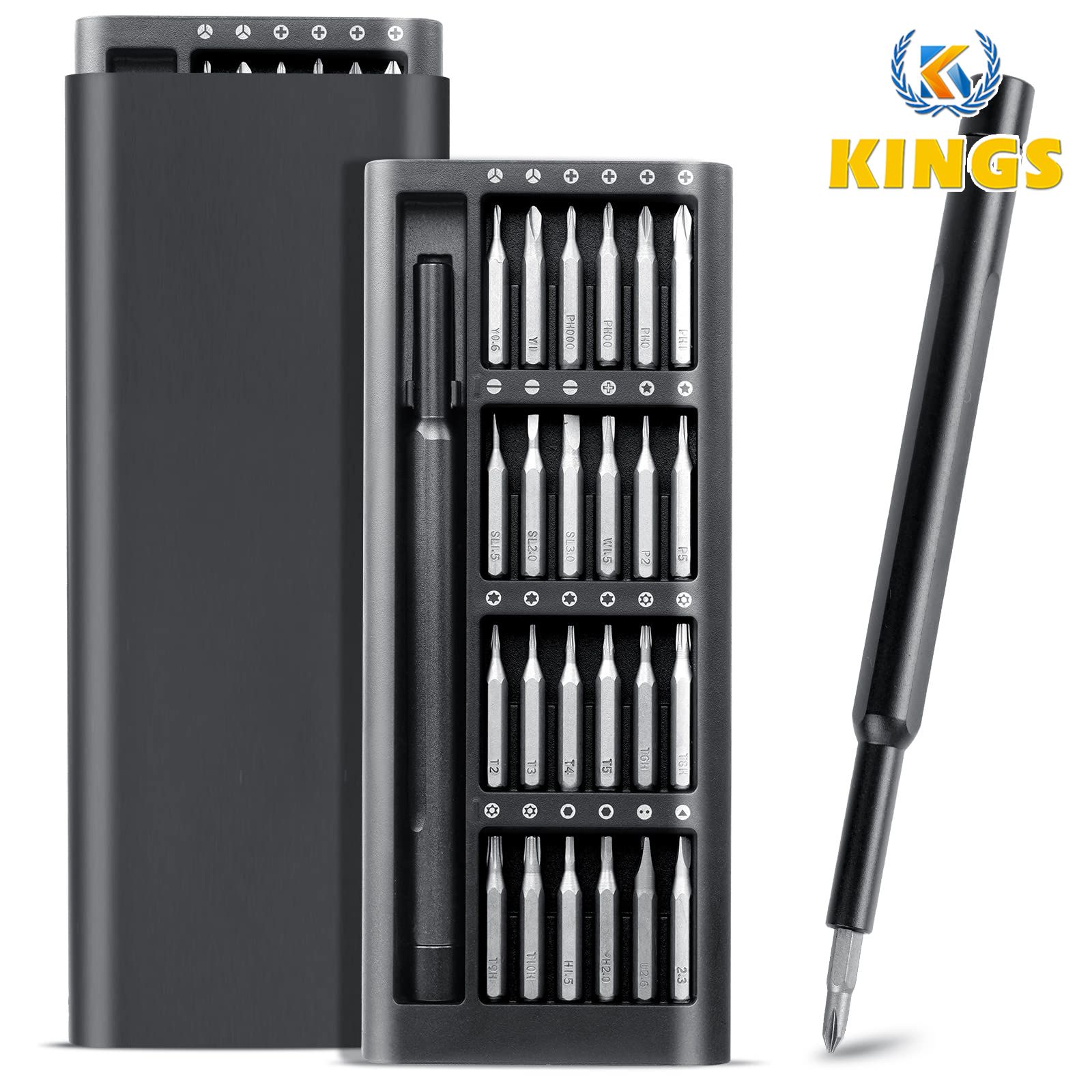 24 in 1 Precision Screwdriver Set Mini Screwdriver Set with Premium Quality Aluminum Case Multifunction Magnetic Driver Bit Set - Black
