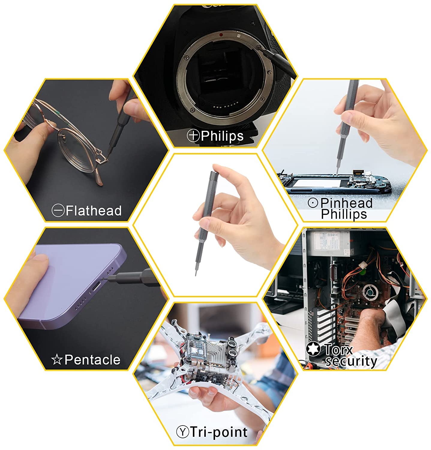 24 in 1 Precision Screwdriver Set Mini Screwdriver Set with Premium Quality Aluminum Case Multifunction Magnetic Driver Bit Set - Black