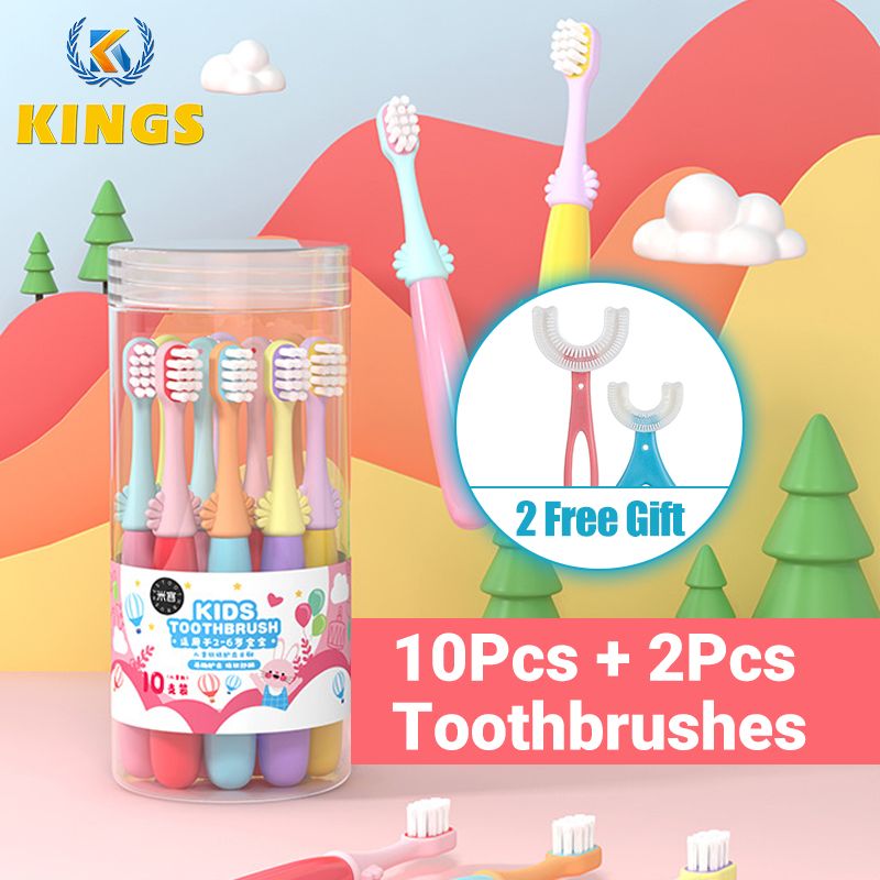 10-Piece Children's Toothbrush Set Kids Oral Cleaning Kit Boys & Girls Children Care includes 2-Piece U-shaped Toothbrush Giveaway