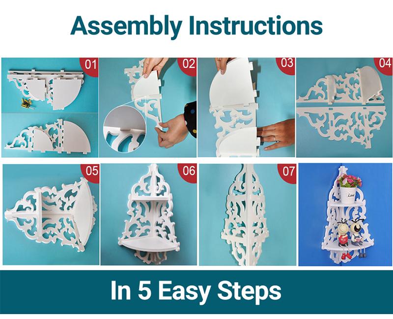 Wall hanging Wall shelving Corner shelf decoration Floating shelf Double shelf DIY shelving White shelving
