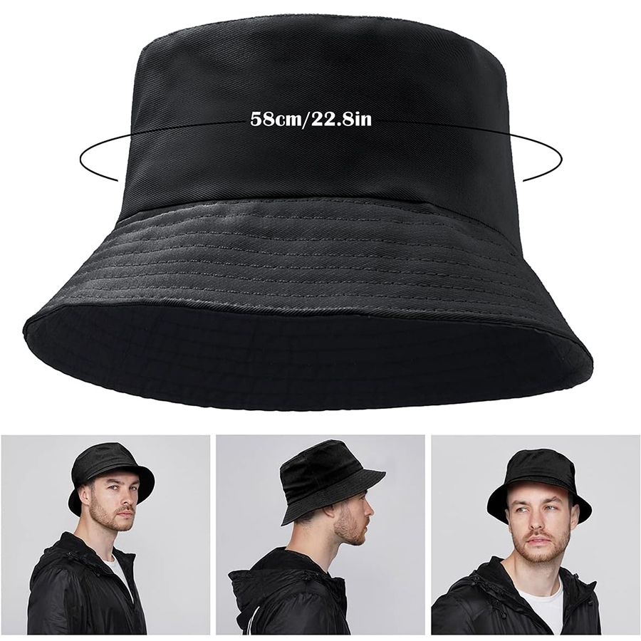 Newly Arrived Men Necklace + Black bucket hat +Ring Set $ Pattern Rhinestone Jewelry + Cap Set