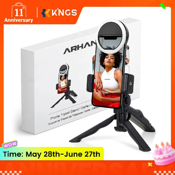 4PCS Tripod Stand Ring Light Phones Selfie Stick Live Bracket Spin Desktop Stabilizer Phone Clip Kings Home