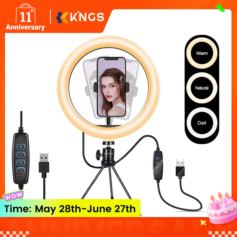 New Arrival 8" LED Ring Light with Tripod Stand Phone Holder Selfie YouTube Live Stream Tiktok Other Phones Accessories