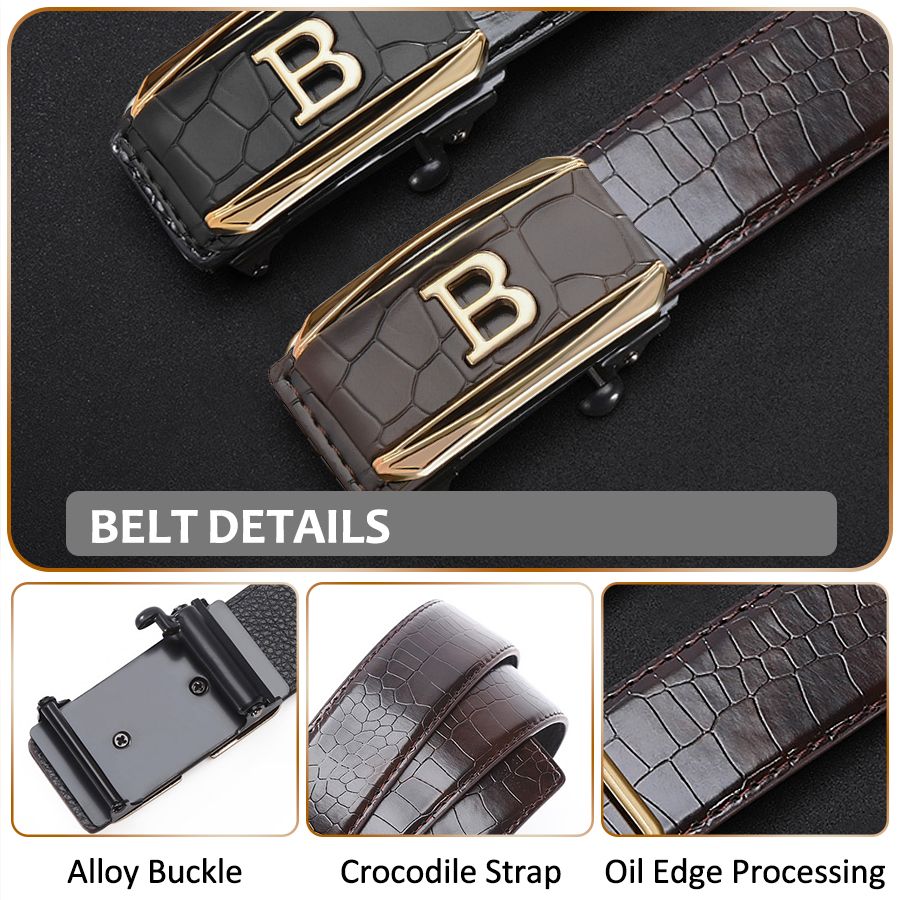 Men Watch + Belt + Wallet Set Black Wrist Watch Dark Brown Belt Black Wallet