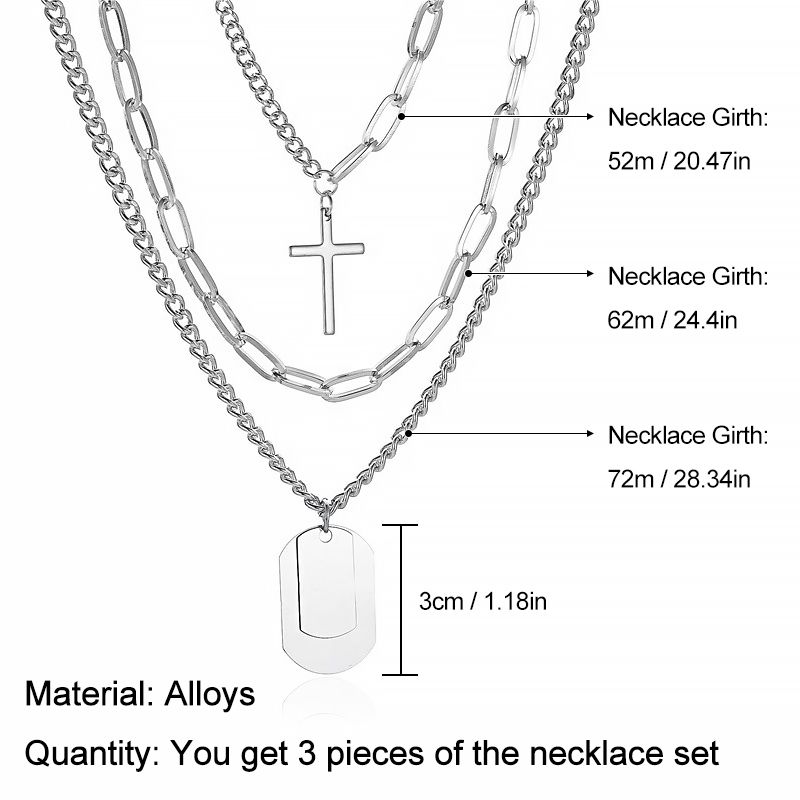 New Arrival 3 In 1 Necklace Alloy Necklace Silver Pendant Necklace Simple Titanium Steel Necklace