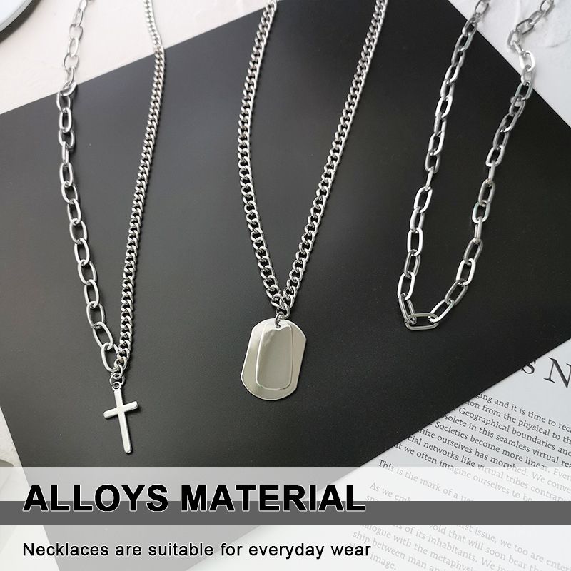 New Arrival 3 In 1 Necklace Alloy Necklace Silver Pendant Necklace Simple Titanium Steel Necklace