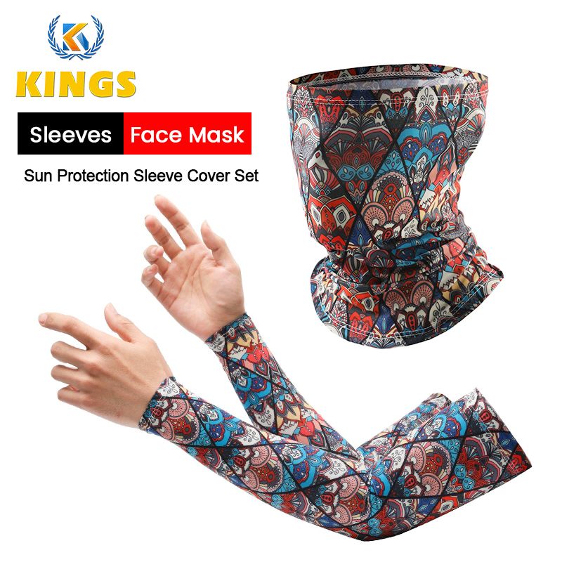 New Arrival Men Ice Silk Sleeves Ice Silk Sunshade Face Mask Outdoor  Fishing Riding Climbing Hiking Sun Protection Sleeve Cover Set