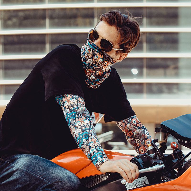 New Arrival Men Ice Silk Sleeves Ice Silk Sunshade Face Mask Outdoor  Fishing Riding Climbing Hiking Sun Protection Sleeve Cover Set