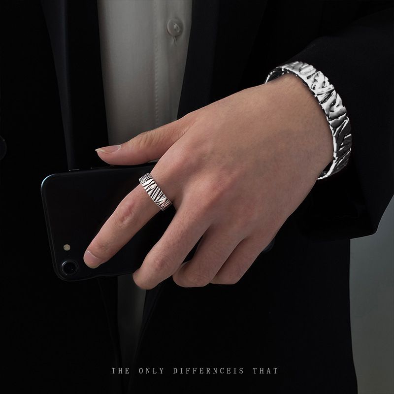 New Arrival Men Bracelet+ Ring Set Alloy Bracelet Ring Simple Accessories Set Men Jewelry set