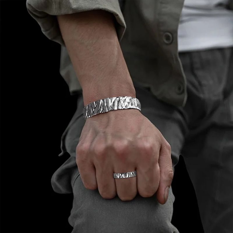 New Arrival Men Bracelet+ Ring Set Alloy Bracelet Ring Simple Accessories Set Men Jewelry set