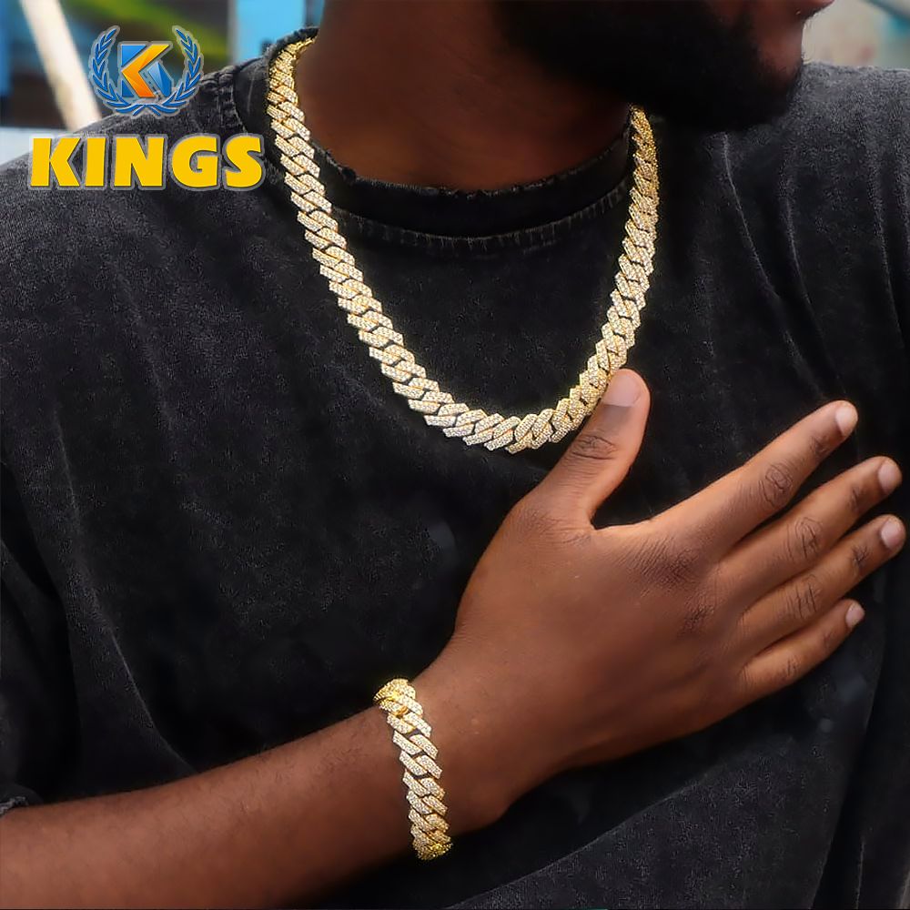 2 In 1 Necklace + Bracelet Set Alloy Necklace Bracelet Rhinestone Cuban Chains