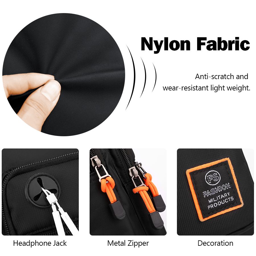 Men Cross-body Bag Black Bags Multi-compartment Bag Oxford cloth Bag