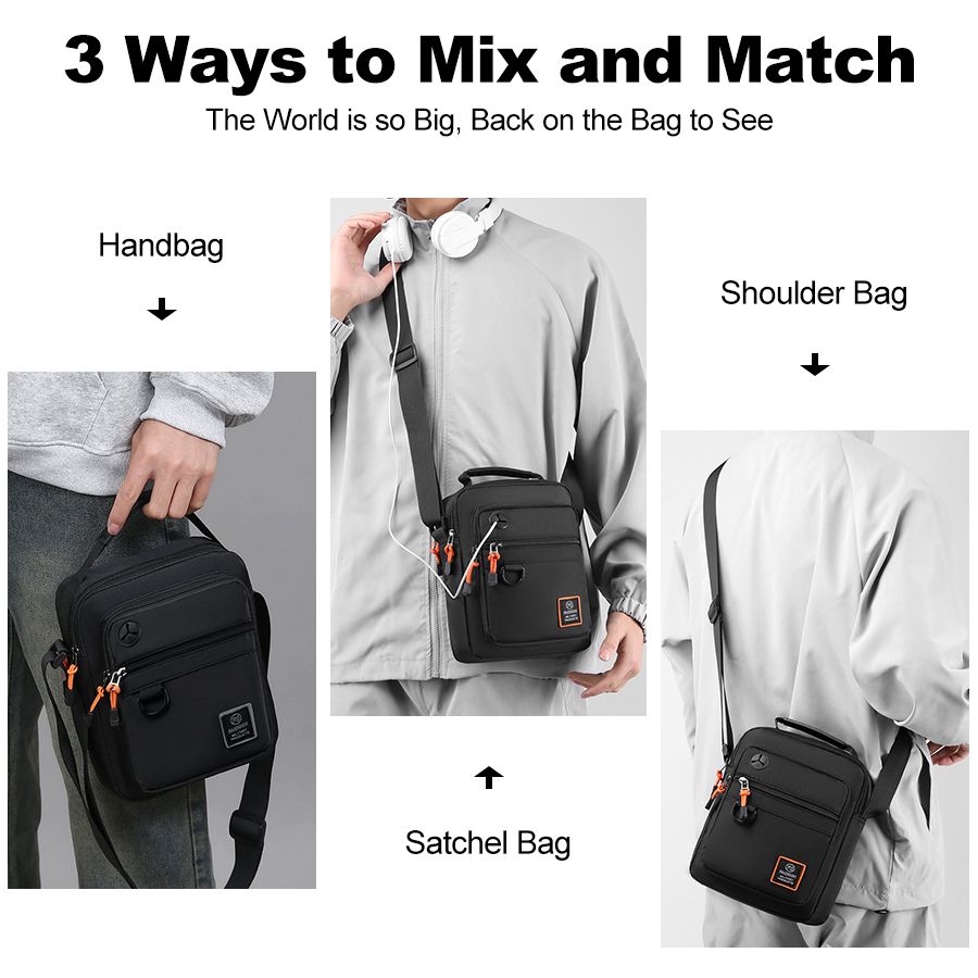 Men Cross-body Bag Black Bags Multi-compartment Bag Oxford cloth Bag