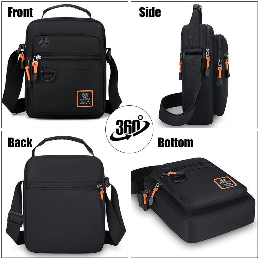 Men Cross-body Bag Black Bags Multi-compartment Bag Oxford cloth Bag