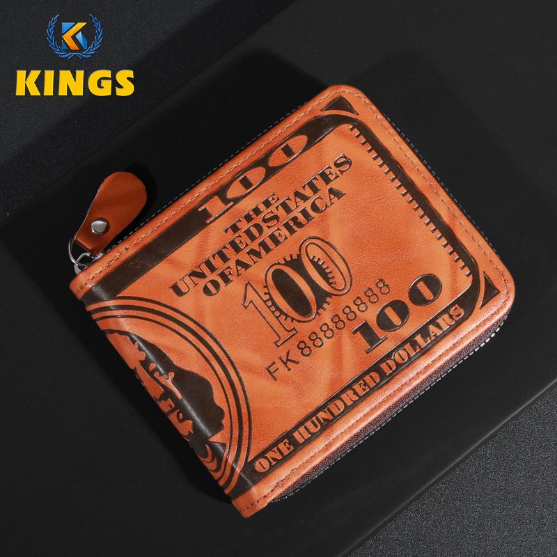 Men Short Wallets Personal Wallet Billfold Zipper Horizontal Wallet Credit Card Holder