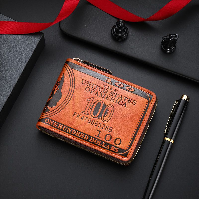 Men Short Wallets Personal Wallet Billfold Zipper Horizontal Wallet Credit Card Holder