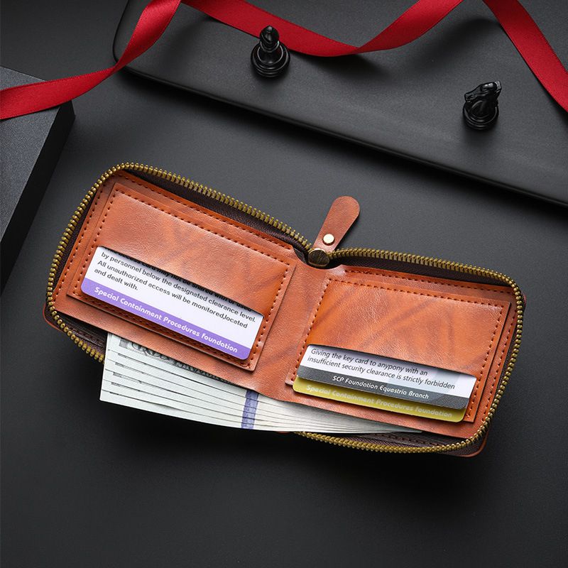 Men Short Wallets Personal Wallet Billfold Zipper Horizontal Wallet Credit Card Holder