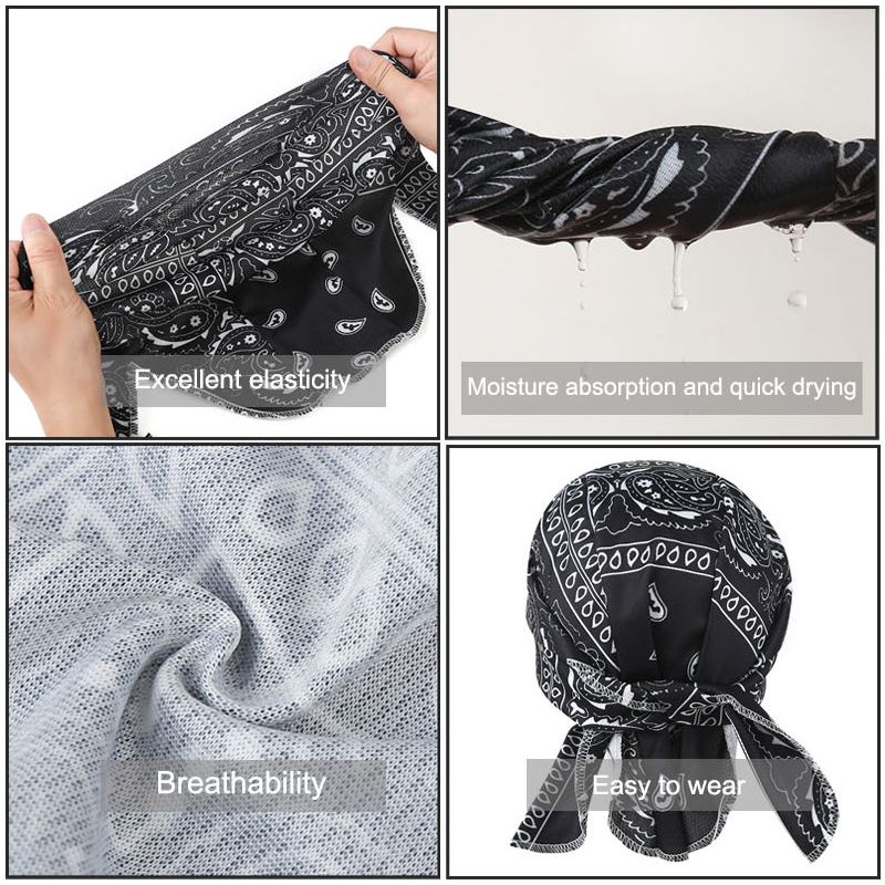 New Arrival Men Durag + Bracelet + Belt Chain Set Headwrap Cuban Bracelet Pants Chain