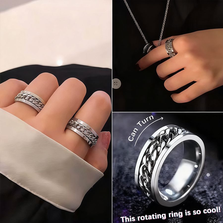New Arrival Necklace Alloy Necklace Rotating Pendant Necklace Simple Style Titanium Steel Necklace Ring Necklace