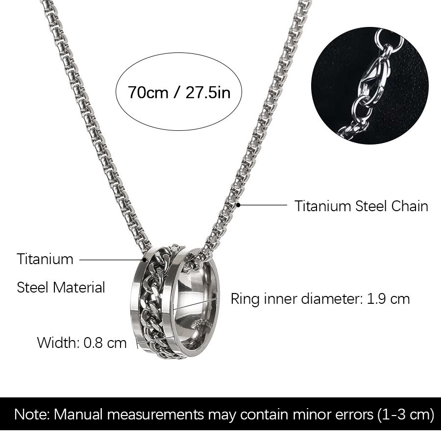 New Arrival Necklace Alloy Necklace Rotating Pendant Necklace Simple Style Titanium Steel Necklace Ring Necklace
