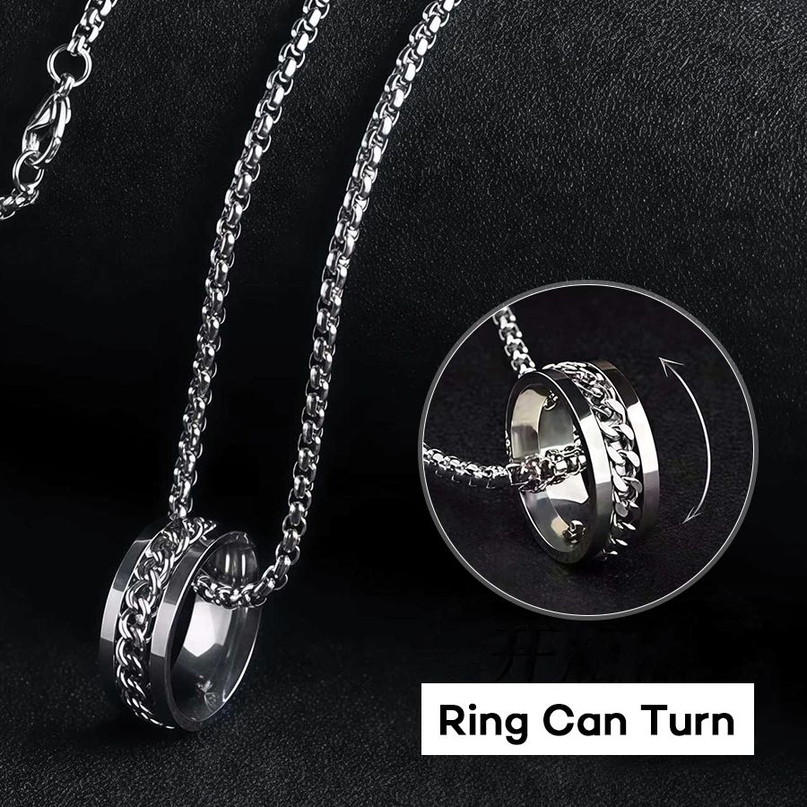 New Arrival Necklace Alloy Necklace Rotating Pendant Necklace Simple Style Titanium Steel Necklace Ring Necklace