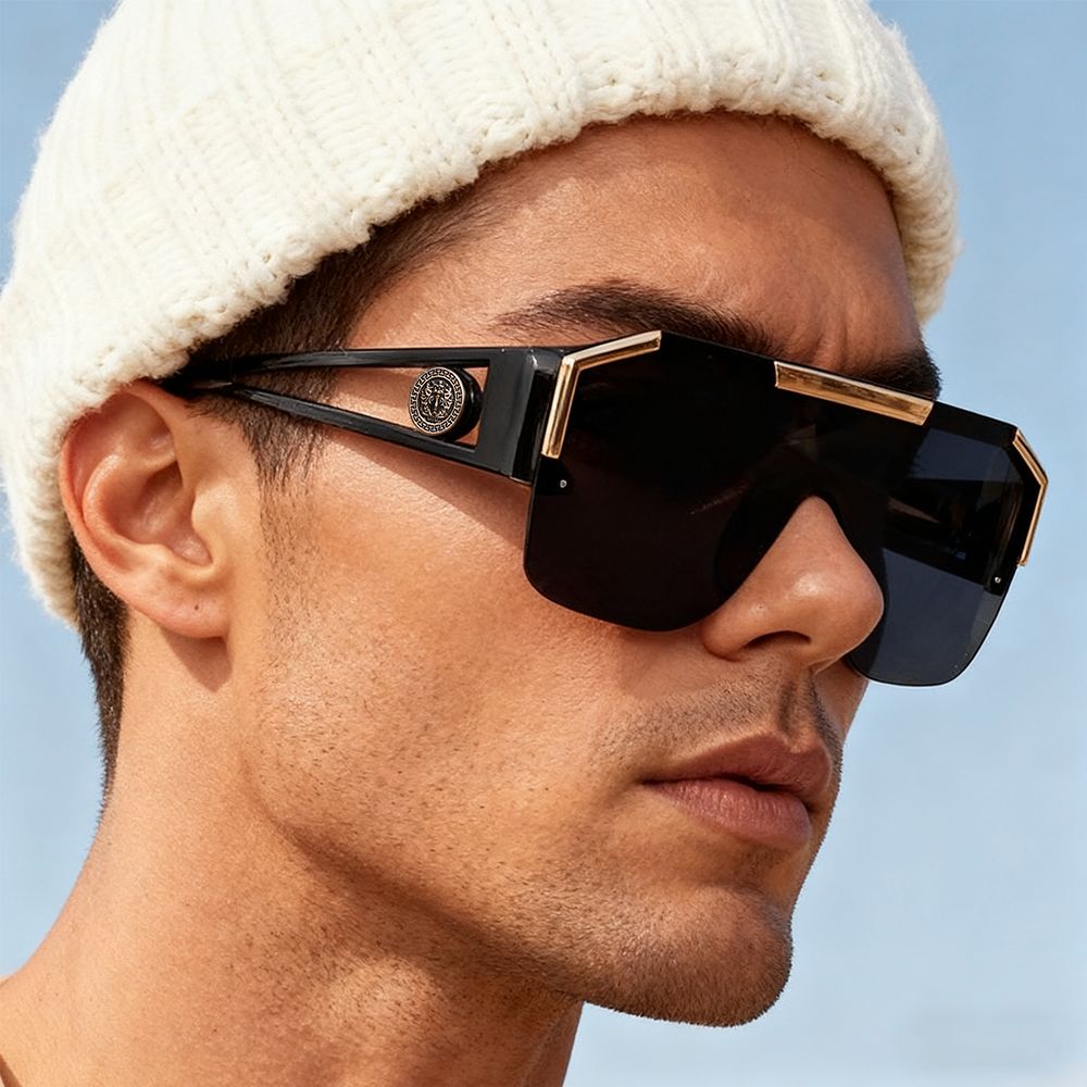 New Arrival Men Sunglasses Stylish all-in-one Sunglasses D-frame Personalized Half Rim Sunglasses