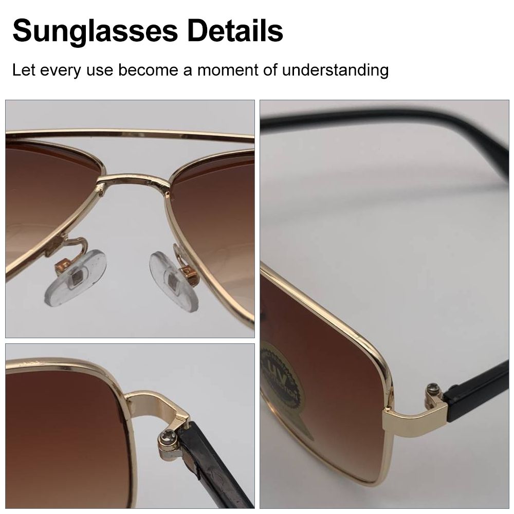 New Arrival Unisex Sunglasses Golden Metal-framed sunglasses Gradient Brown lenses D-Frame Sunglasses