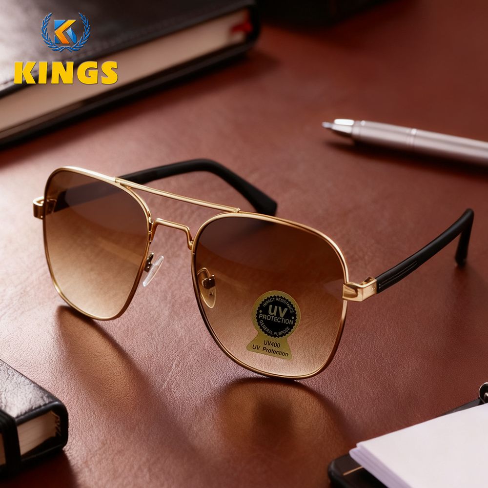 New Arrival Unisex Sunglasses Golden Metal-framed sunglasses Gradient Brown lenses D-Frame Sunglasses