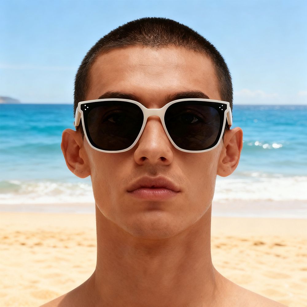 New Arrival Unisex Sunglasses White Frame Charcoal Grey Lenses Sunglasses