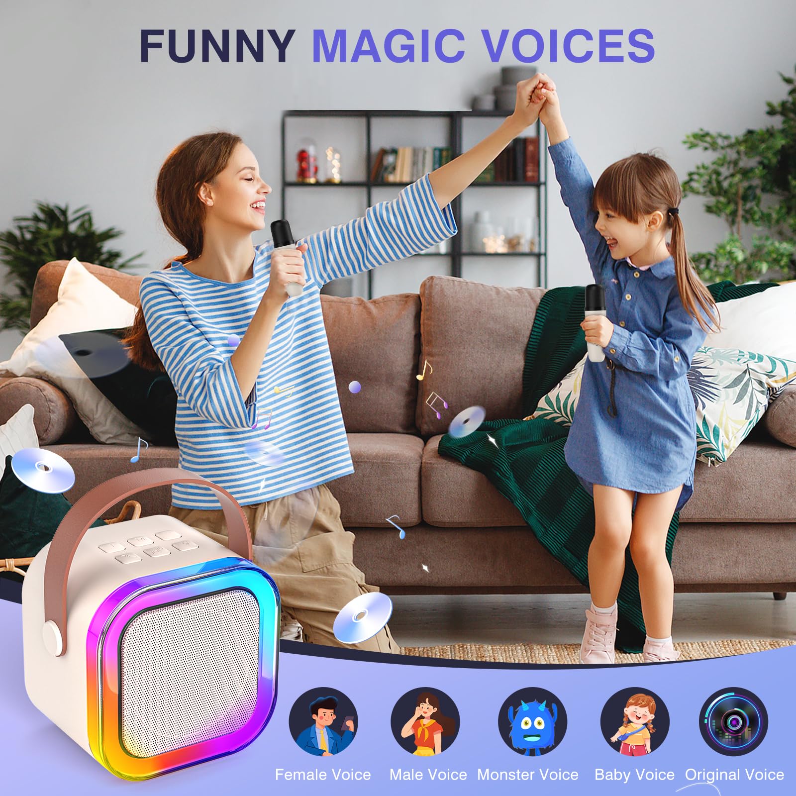 New Arrival Children's Portable Bluetooth Speaker Mini Wireless Microphone Colorful Light Karaoke Sound System Karaoke Machines