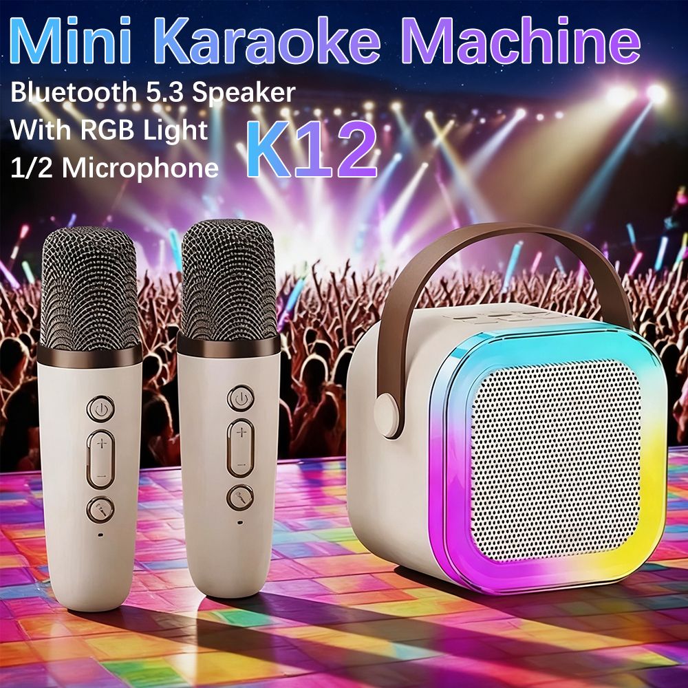 New Arrival Children's Portable Bluetooth Speaker Mini Wireless Microphone Colorful Light Karaoke Sound System Karaoke Machines