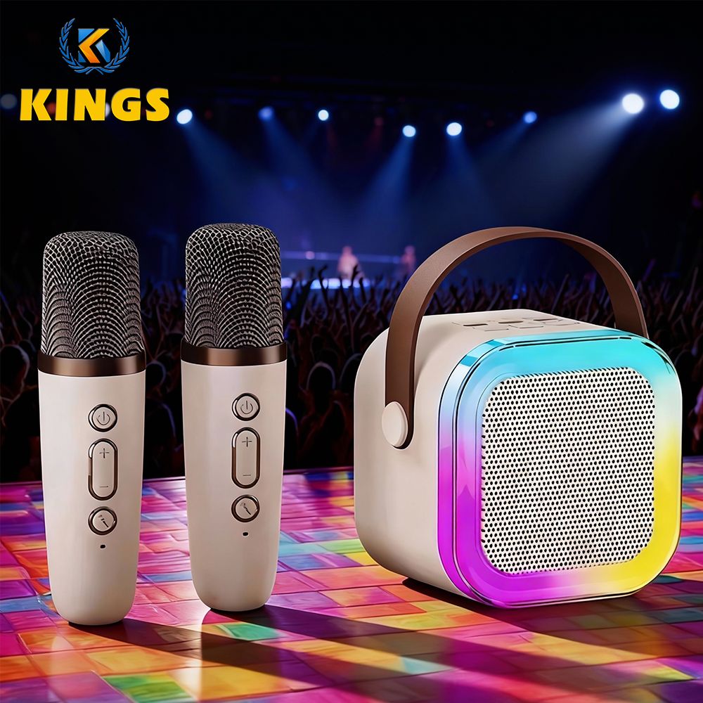 New Arrival Children's Portable Bluetooth Speaker Mini Wireless Microphone Colorful Light Karaoke Sound System Karaoke Machines