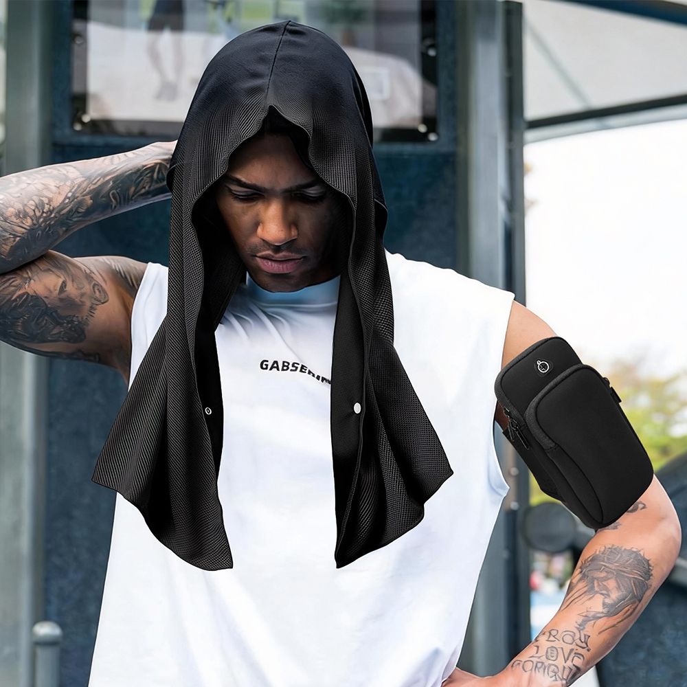 New Arrival Unisex Mobile Arm Bags + Sunscreen Shawl Set Outdoor Armband Quick Dry Towel Running Arm Bag Sunscreen Headscarf