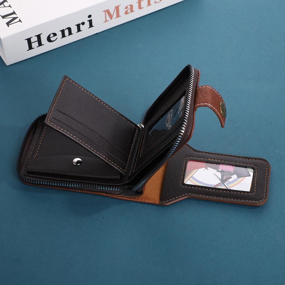 Men Wallet Black Short Wallets Business Billfold Horizontal Wallet Card Holder