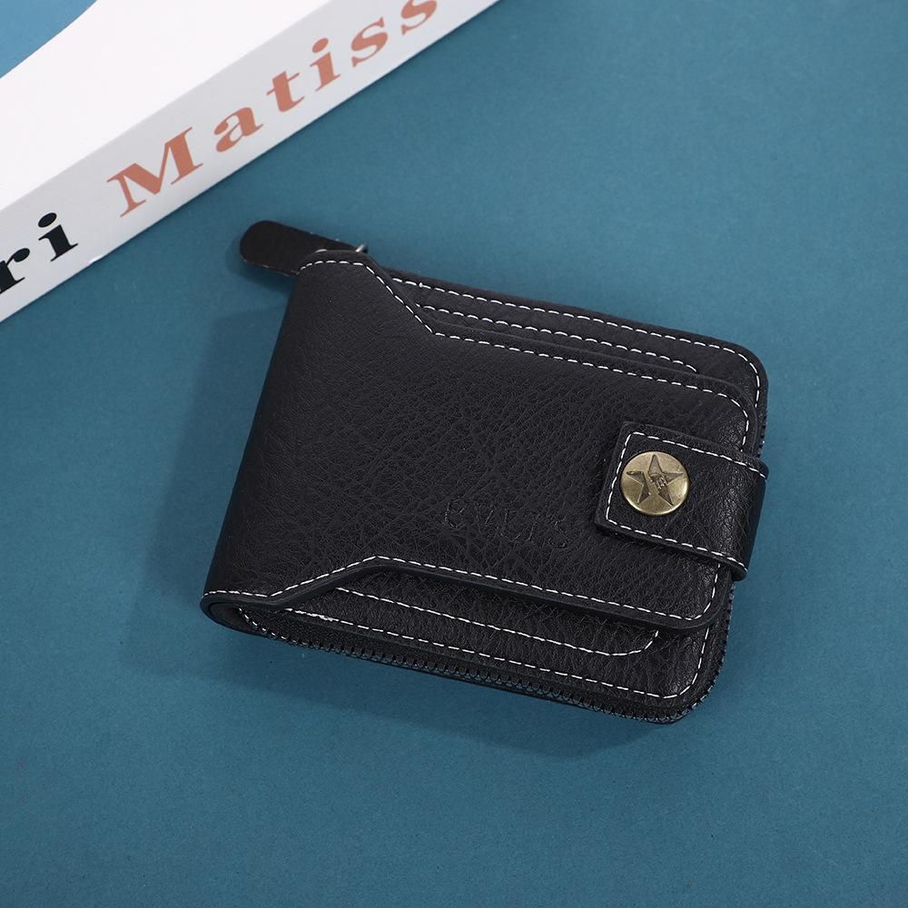 Men Wallet Black Short Wallets Business Billfold Horizontal Wallet Card Holder