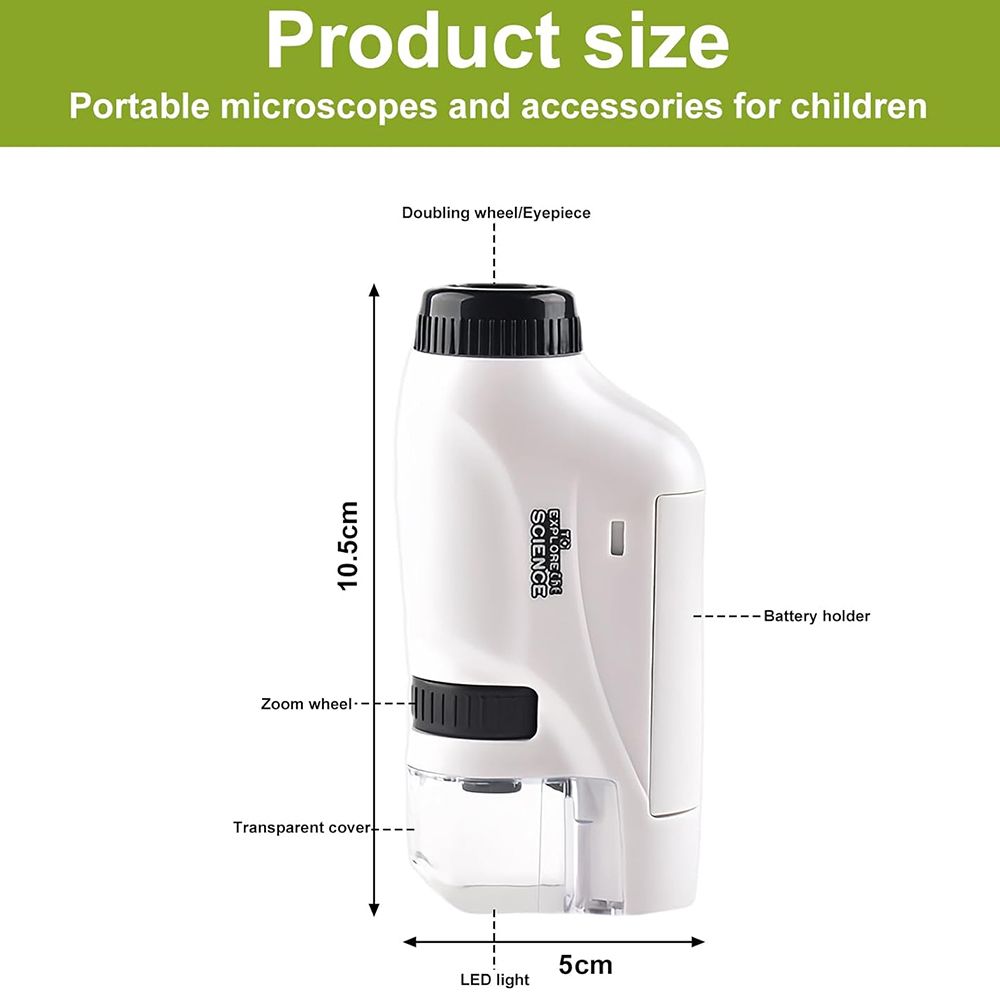 New Arrival Portable Optical Microscope 60X - 120X Miniature Microscope Built-in LED Lighting Fixture