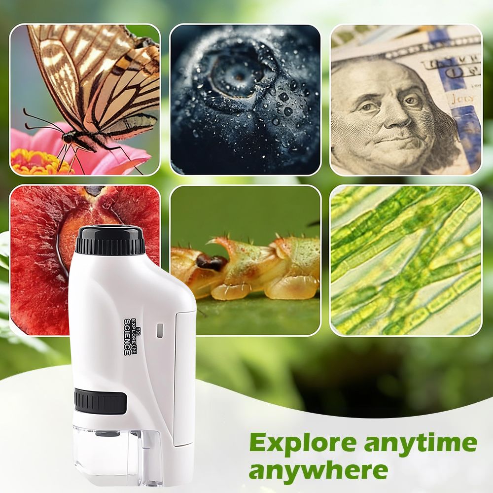 New Arrival Portable Optical Microscope 60X - 120X Miniature Microscope Built-in LED Lighting Fixture