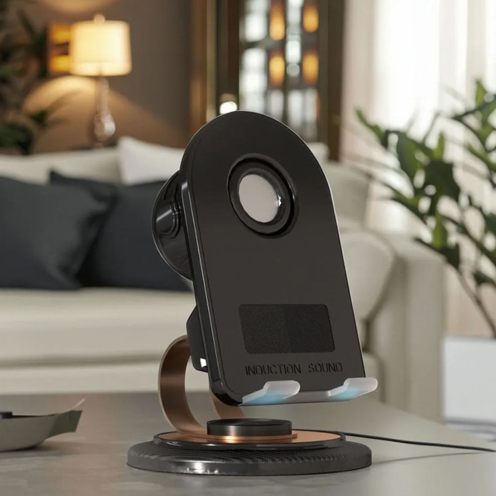 Wireless Bluetooth Speaker Portable Amplifying Speaker Rotating Sensor Speaker Smart Induction Phone Stand Speaker