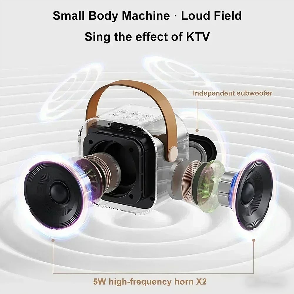 New Arrival Children's Portable Bluetooth Speaker Mini Wireless Microphone Colorful Light Karaoke Sound System Karaoke Machines